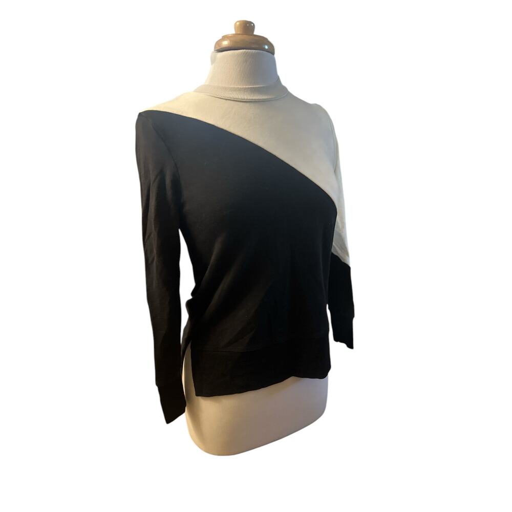 XS Summersalt Softest French Terry Pullover Colorblock Sweatshirt Black White